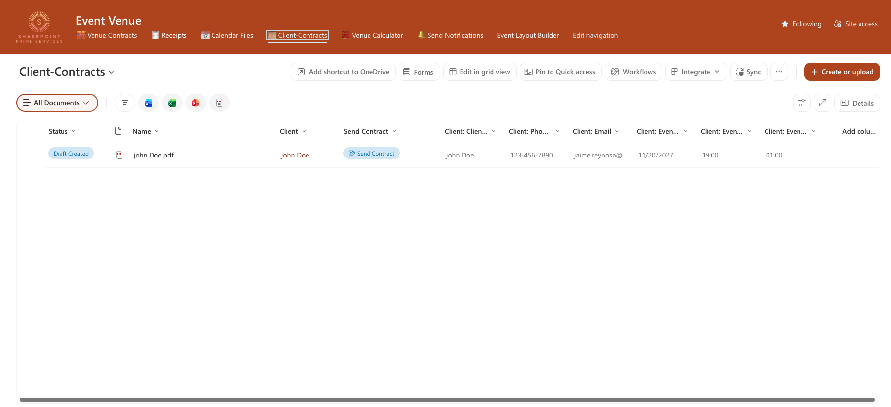 Client contracts document library